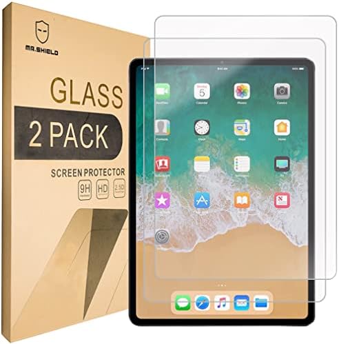Mr.Shield [2-Pack] מיועד ל- iPad Pro 11 [זכוכית מחוסמת] מגן מסך [0.3 ממ דק אולטרה דק 9H קשיות 2.5D סיבוב קצה] עם החלפת חיים